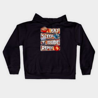 Eat Sleep Anime Repeat Cute Anime Obsessed Kids Hoodie